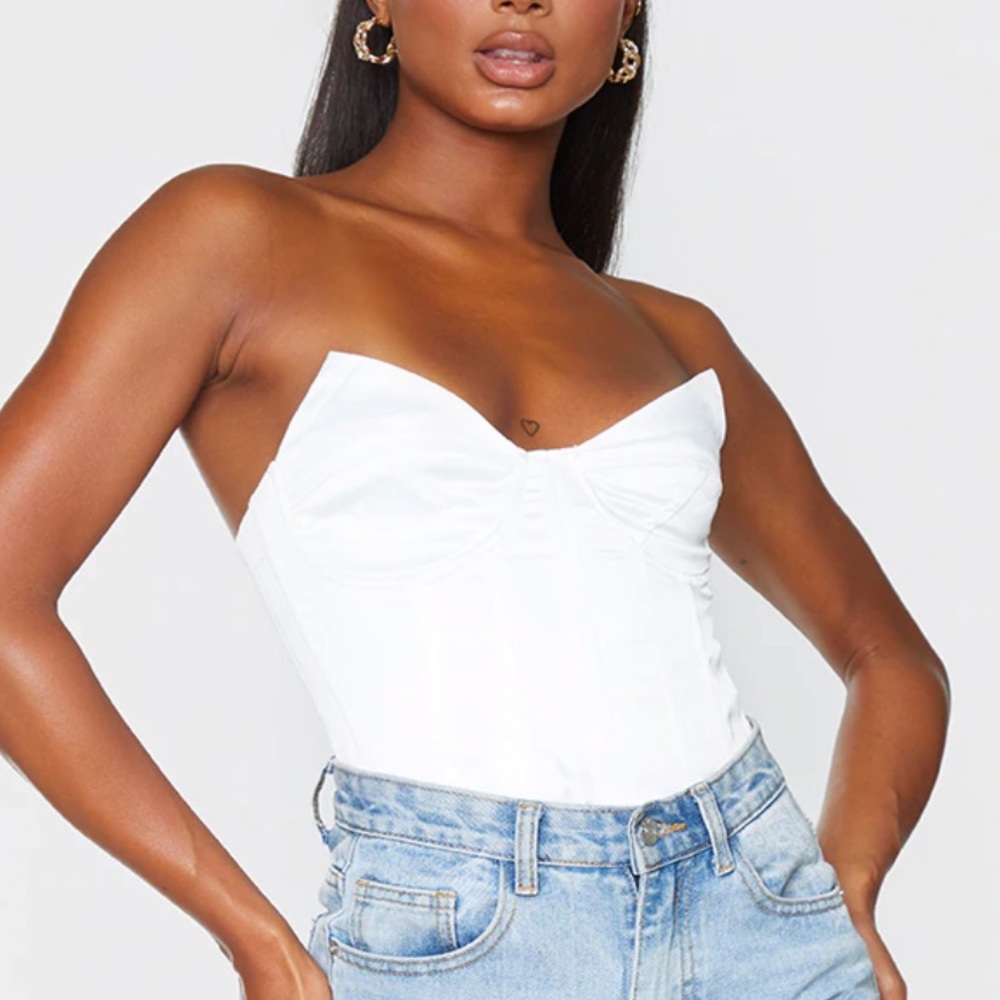 Cream satin corset top